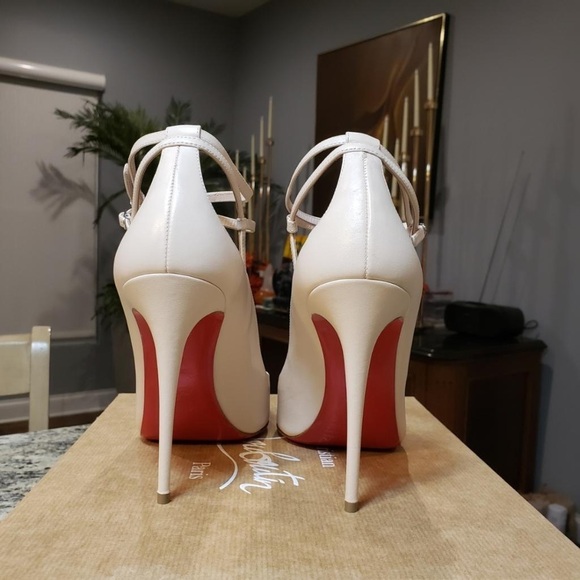 NEW Christian Louboutin Conclusive Pump in Crème Leather 100mm Heel Size 40.5 - Picture 7 of 12